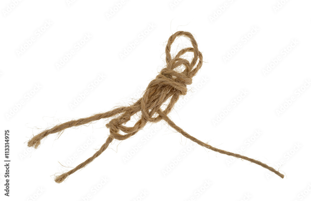 String wound haphazardly in a loose knot isolated on a white background