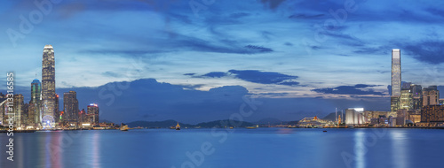 Photography Victoria Harbor of Hong Kong at dusk