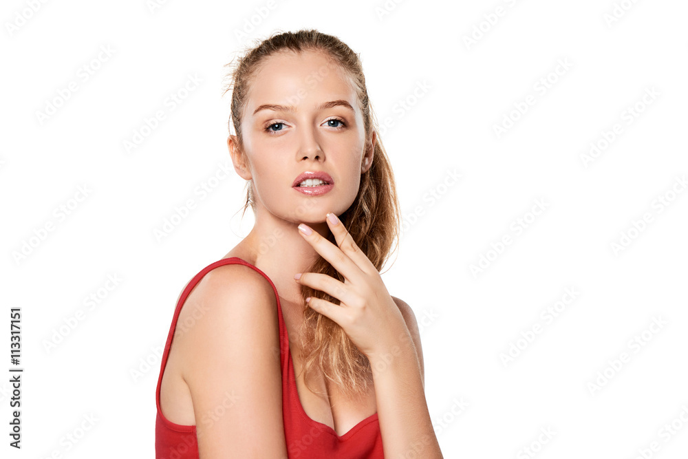 Closeup portrait of young sensual woman Closeup portrait of young sensual woman