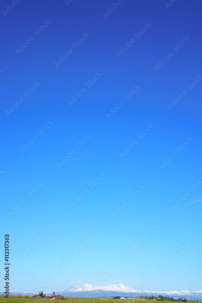 Daisetsuzan seen from Asahikawa , Blue sky , with copy space , m