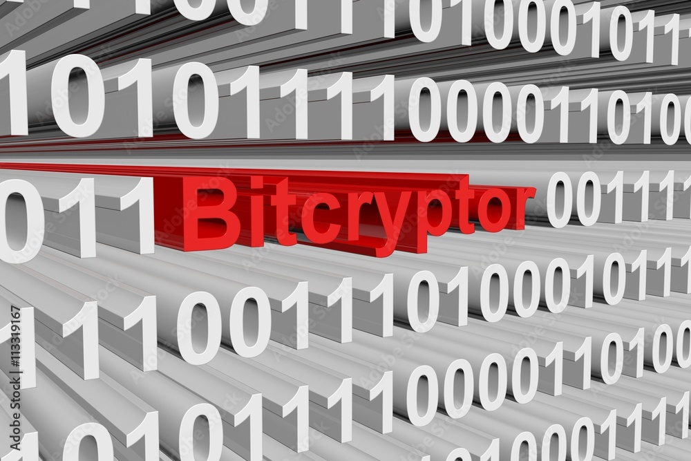 Bitcryptor in the form of binary code, 3D illustration