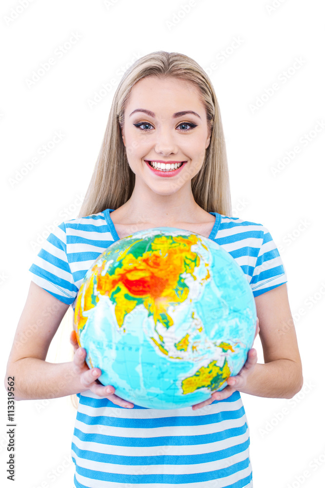 Beautiful young woman on white background Beautiful young woman on white background