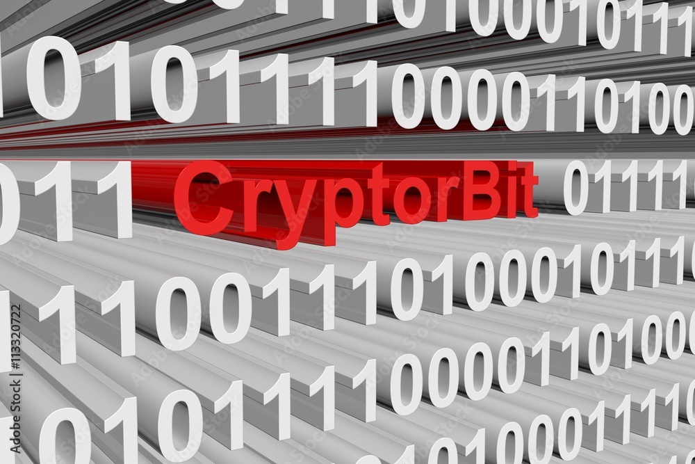 CryptorBit in the form of binary code, 3D illustration