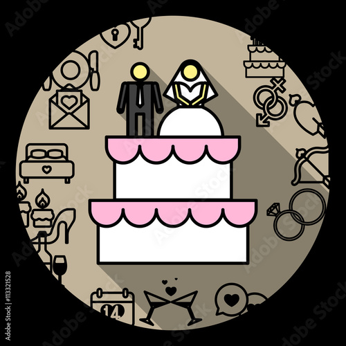 Wedding Cake with Bride and Groom Figurines