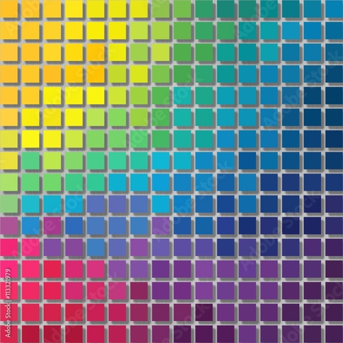 pixel graphics background - little squares with shadow - full color spectrum rainbow colored