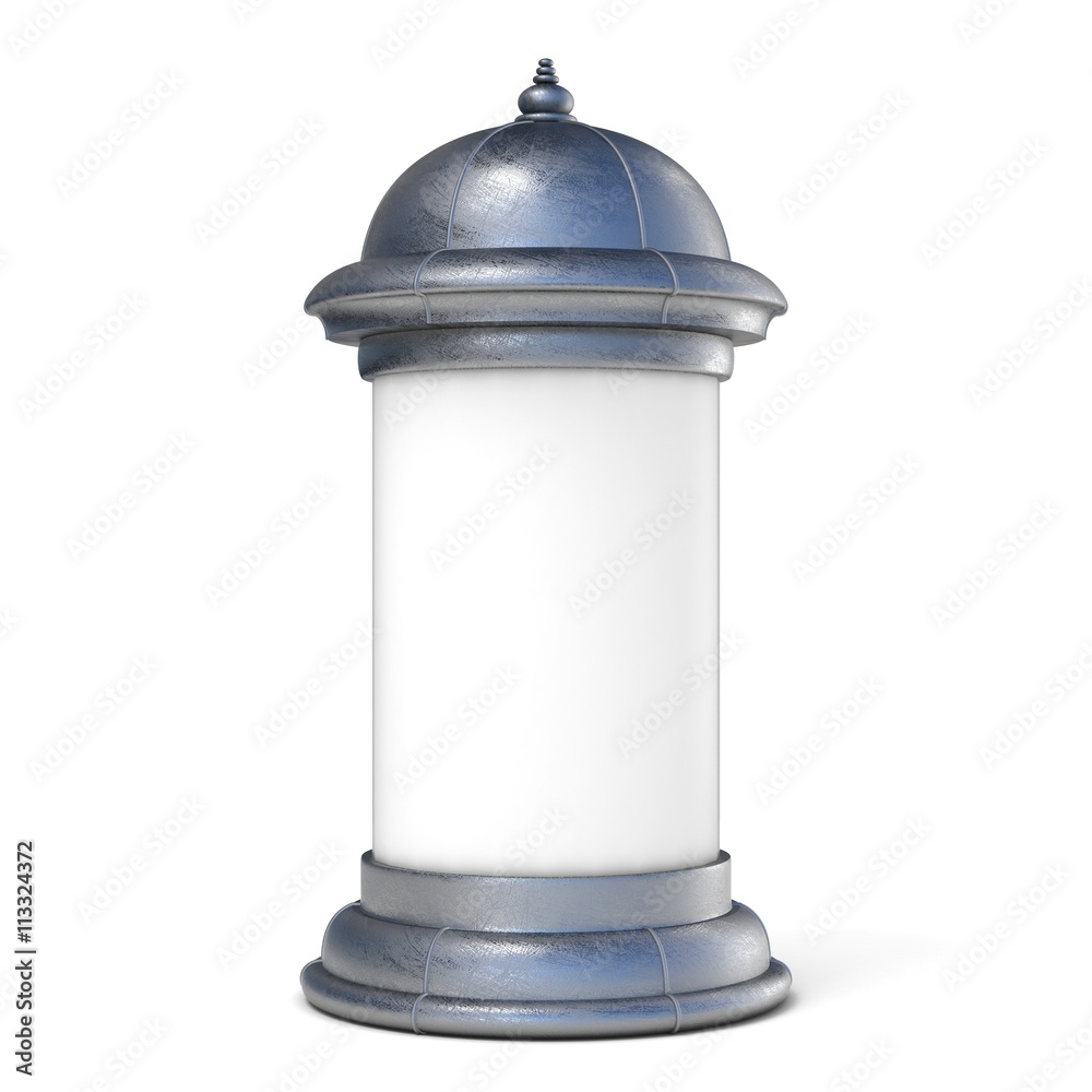 Blank advertising column. 3D render illustration isolated on white background Blank advertising column. 3D render illustration isolated on white background