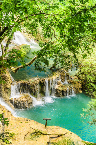 Fototapeta Naklejka Na Ścianę i Meble -  turquoise pool at kuang si waterfall