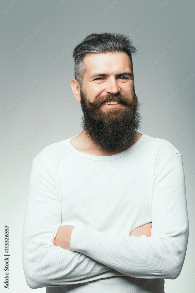 Bearded man with mobile phone Bearded man with mobile phone
