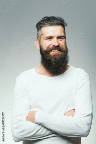 Bearded man with mobile phone