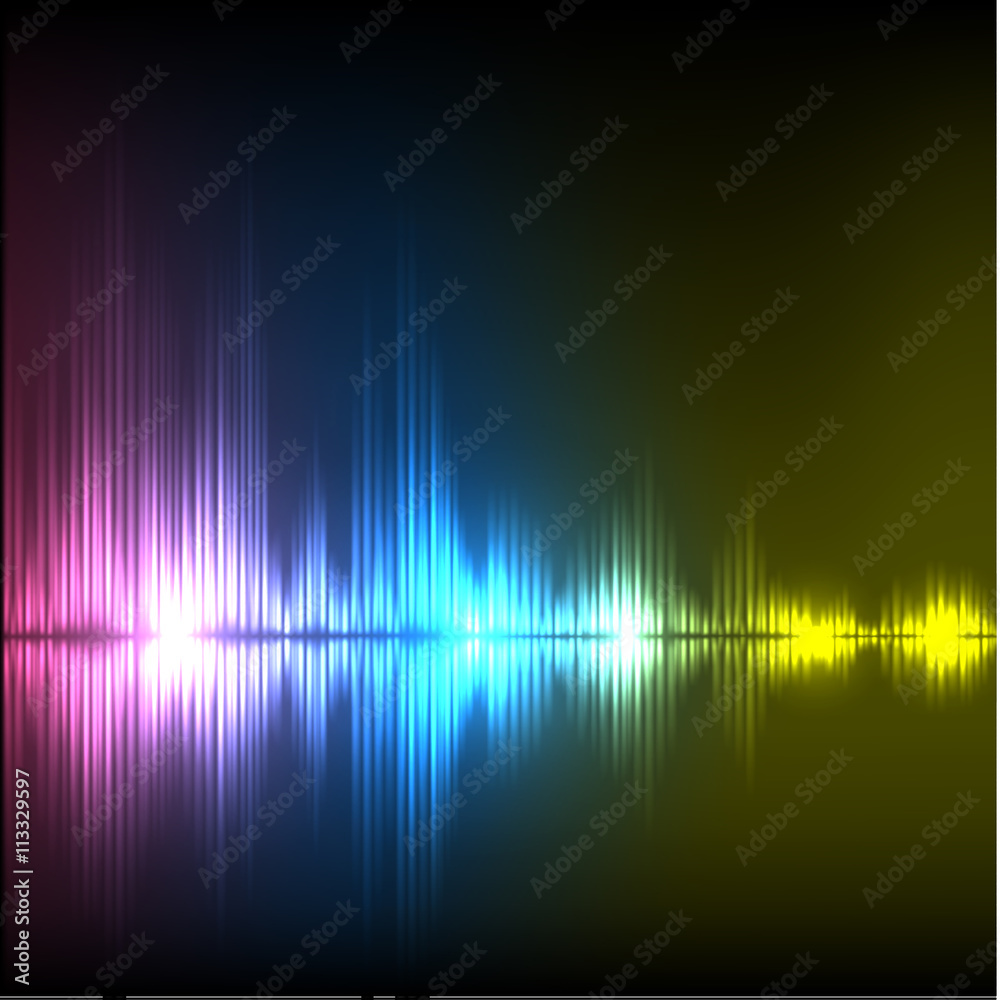 Abstract equalizer background. Purple-blue-yellowe wave.