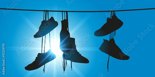 Shoefiti, Chaussures sur un fil