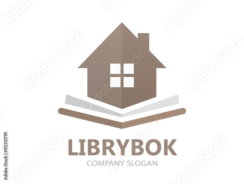 Vector book and house logo concept