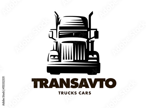 Logo illustration truck on white background