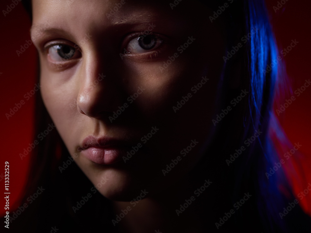 Portrait of a depressed teen girl Portrait of a depressed teen girl