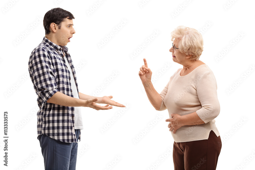 Man arguing with a mature woman Man arguing with a mature woman