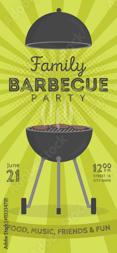 Lovely vector barbecue party invitation design template. Trendy BBQ cookout poster design
