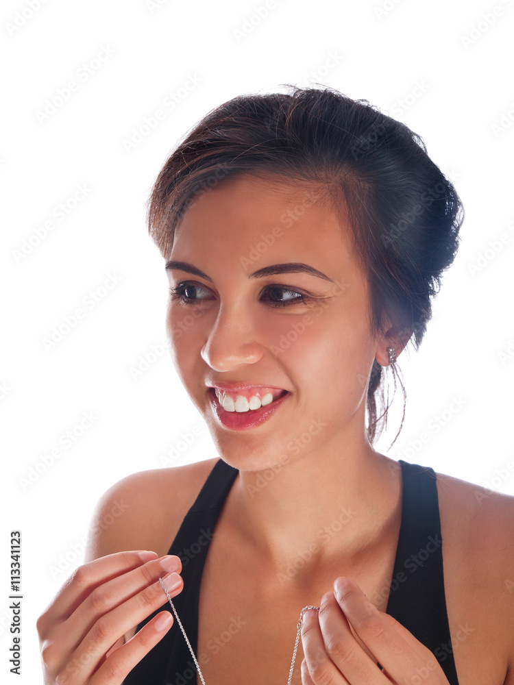 young woman in black evening dress young woman in black evening dress