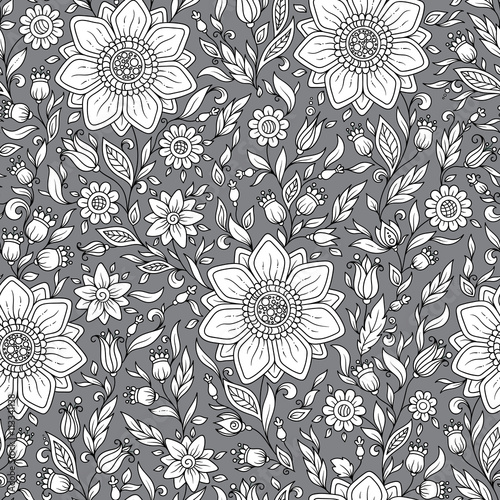 Wallpaper Mural Seamless vector floral pattern with colorful fantasy plants and Torontodigital.ca