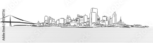 San Francisco Downtown from Pier Sketch
