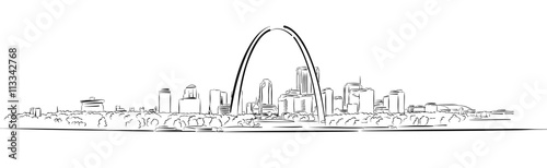 St Louis, Missouri, Hand-drawn Outline Sketch