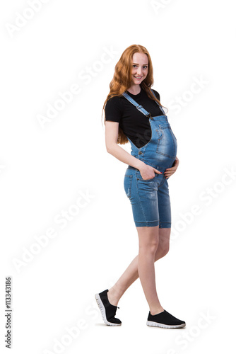 Young pregnant woman isolated on white © Elnur