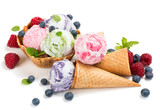 Assorted ice cream of berry.