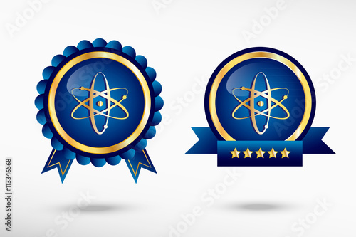Atom molecule and stylish quality guarantee badges