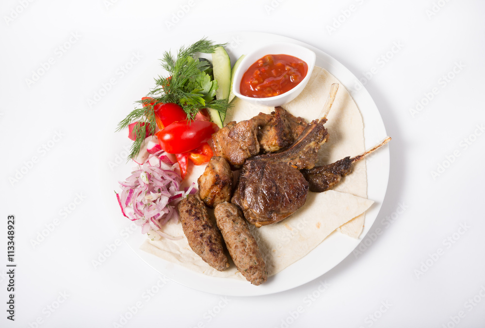 Roasted kebab meat