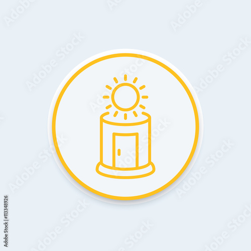 solarium line icon, vertical solarium cabin linear sign, logo element, vector illustration