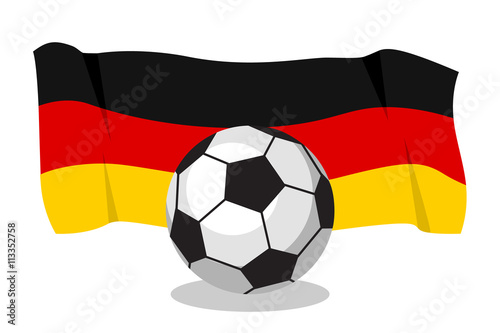 Football or soccer ball with german flag on white background. World cup. Cartoon ball. Concept of championship  league  team sport. Game for kids and adults. Cheering and sport fans concept.