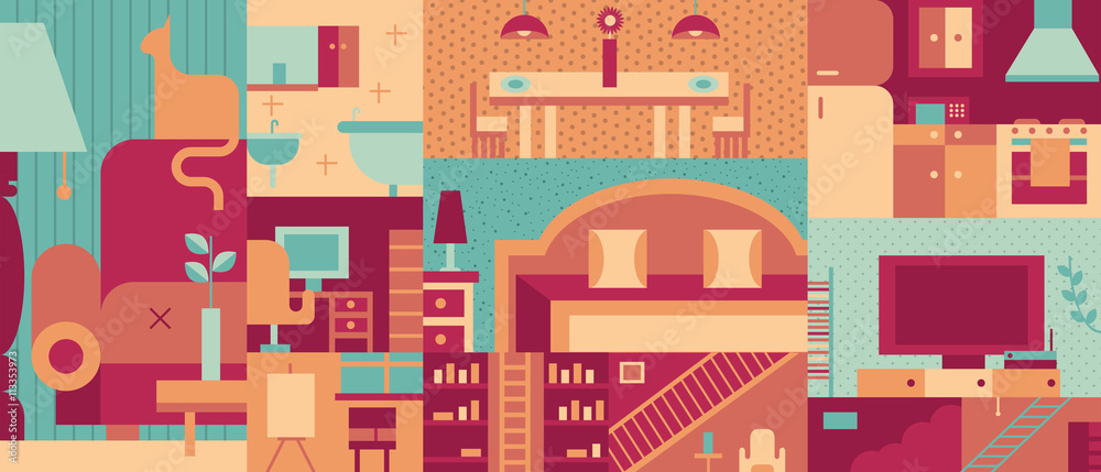Interior flat background Interior flat background