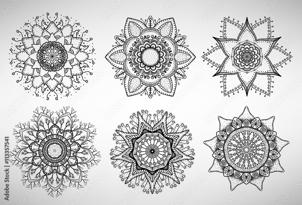 hand-drawn mandala set hand-drawn mandala set
