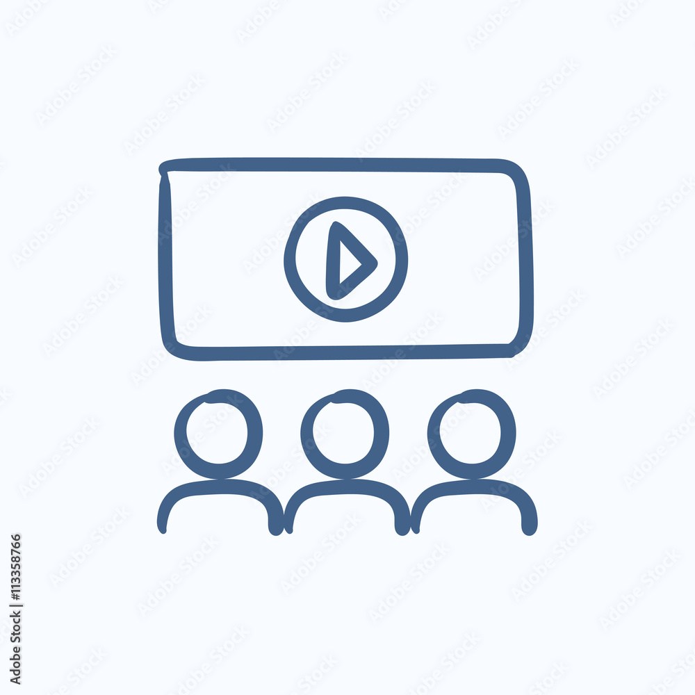 Viewers watching motion picture sketch icon. Viewers watching motion picture sketch icon.