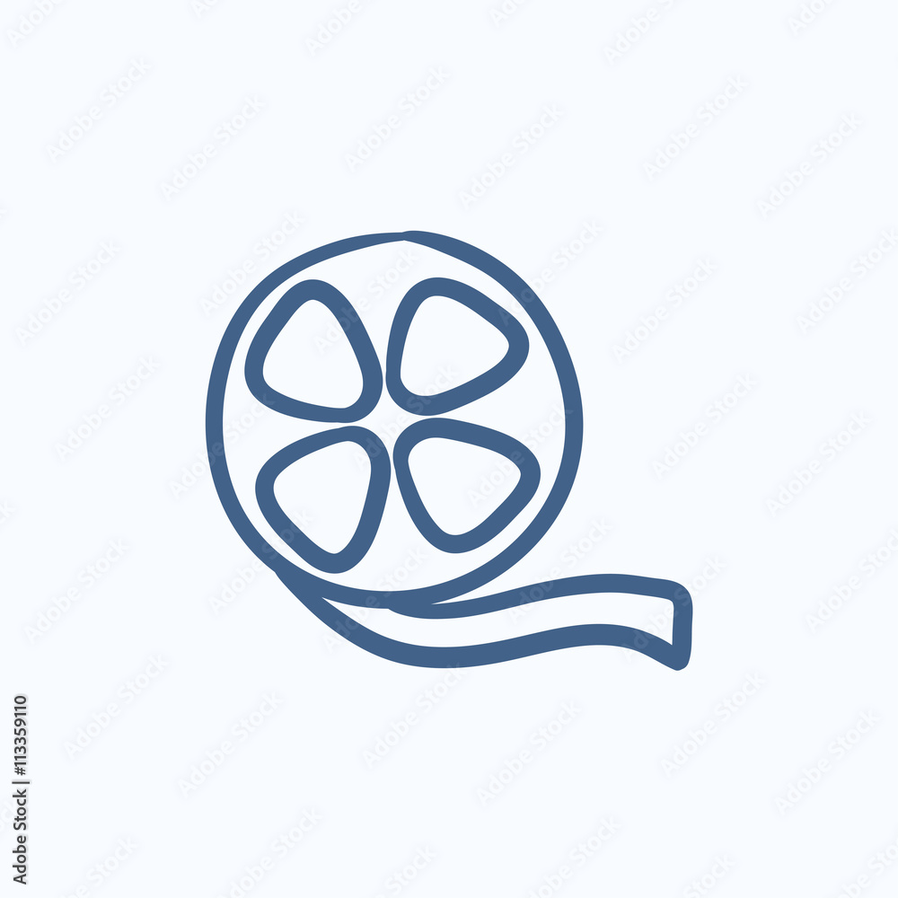Film reel sketch icon.