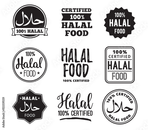 Halal food labels vector set. Badges design. photo