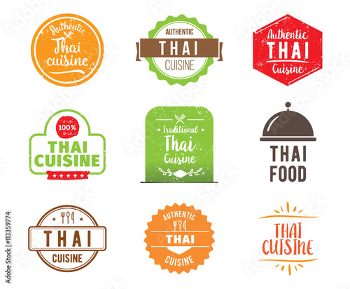 Thai cuisine vector label