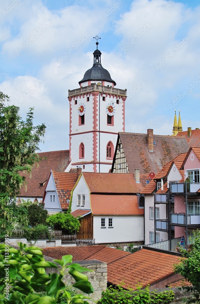 Marktbreit, Altstadt mit Nikolai-Kirchturm