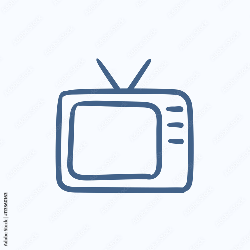 Retro television sketch icon. Retro television sketch icon.