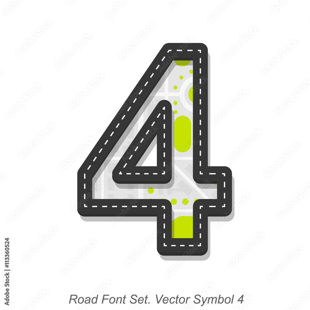 Road font sign, Symbol 4, Object on a white background Road font sign, Symbol 4, Object on a white background
