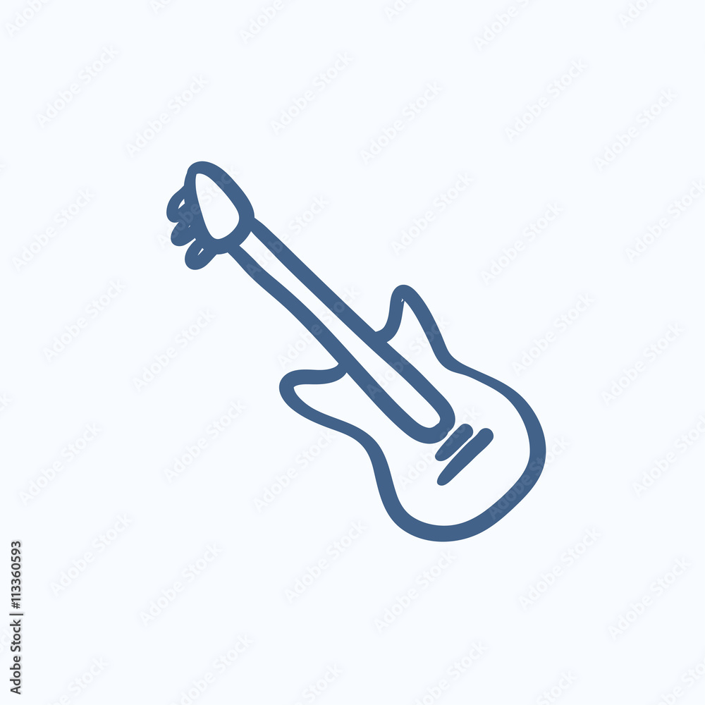 Electric guitar sketch icon. Electric guitar sketch icon.