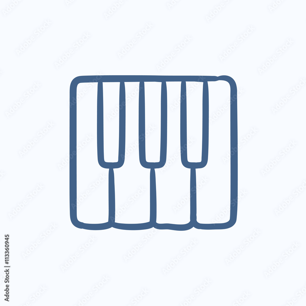 Piano keys sketch icon.