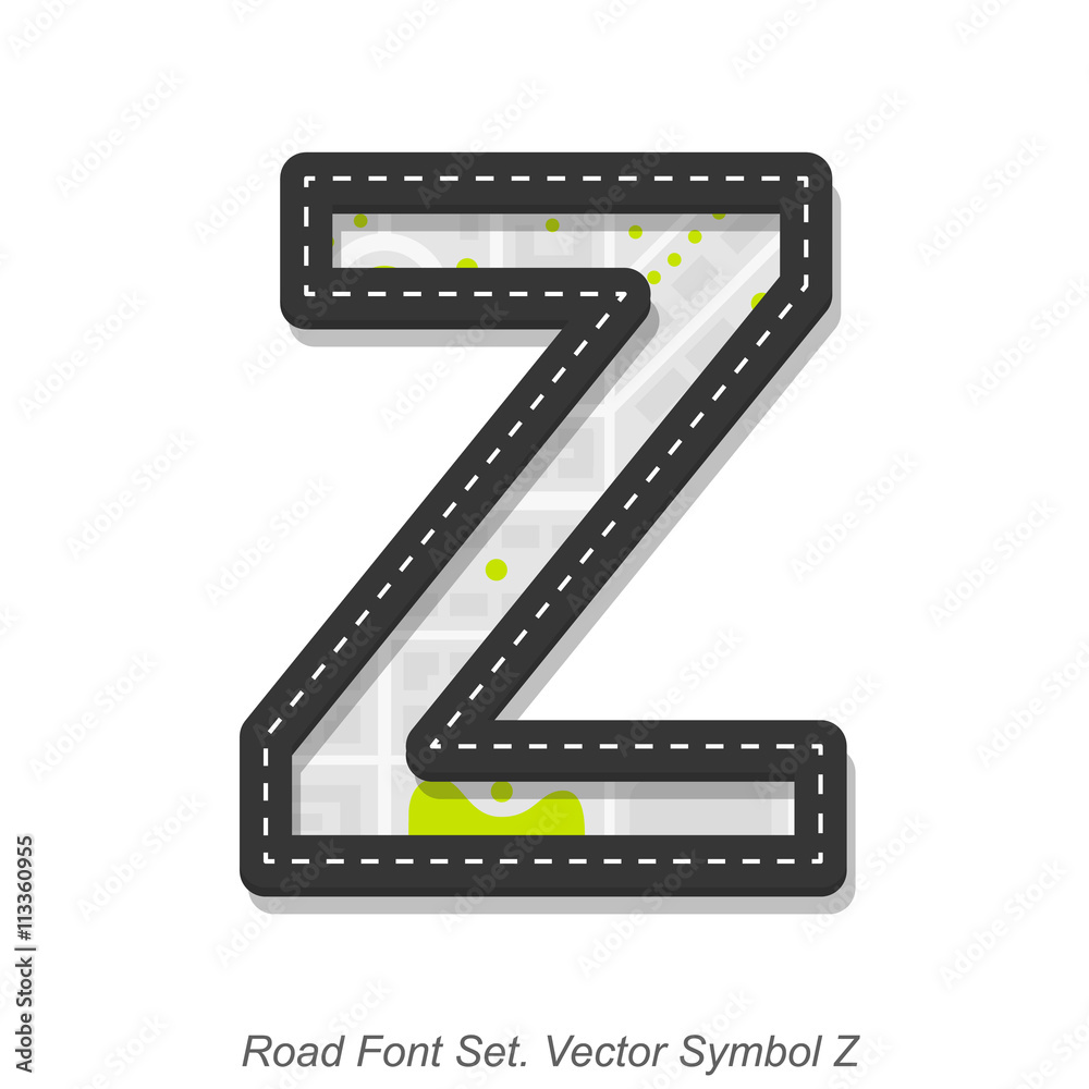 Obraz premium Road font sign, Symbol Z, Object on a white background