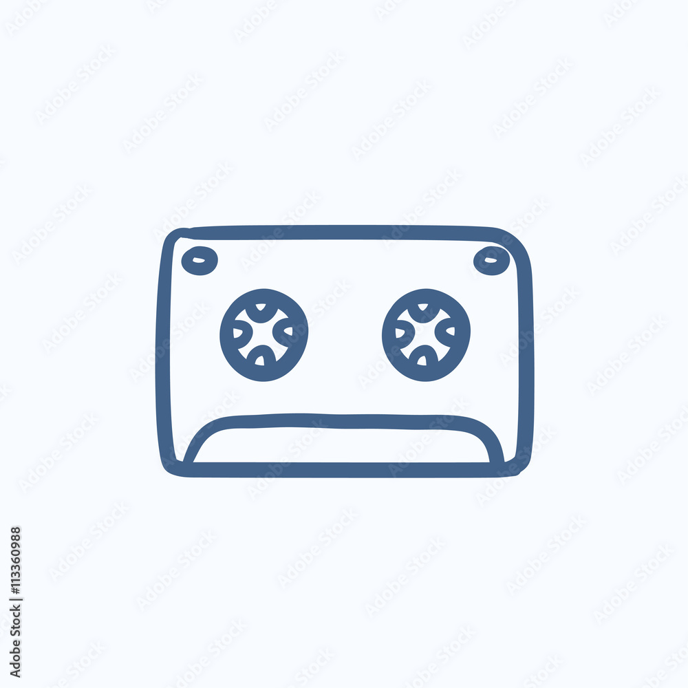 Cassette tape sketch icon.