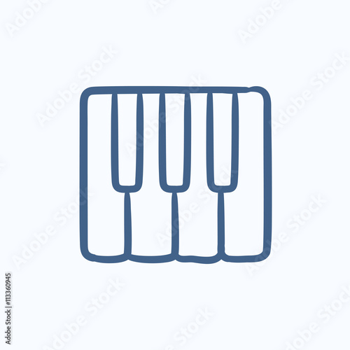 Piano keys sketch icon.