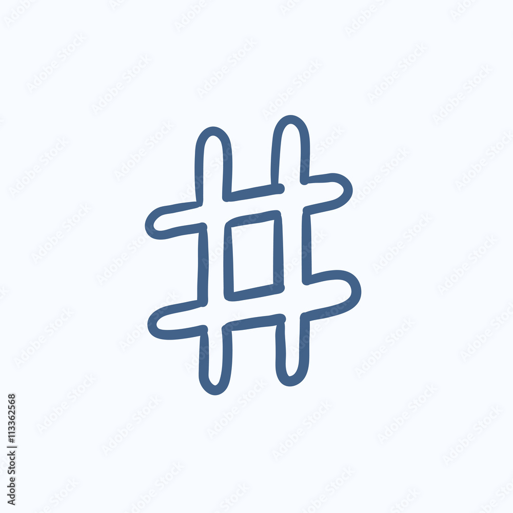 Obraz premium Hashtag symbol sketch icon.
