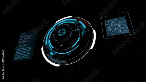 HUD futuristic High Tech Map Scanner 3d 3 view