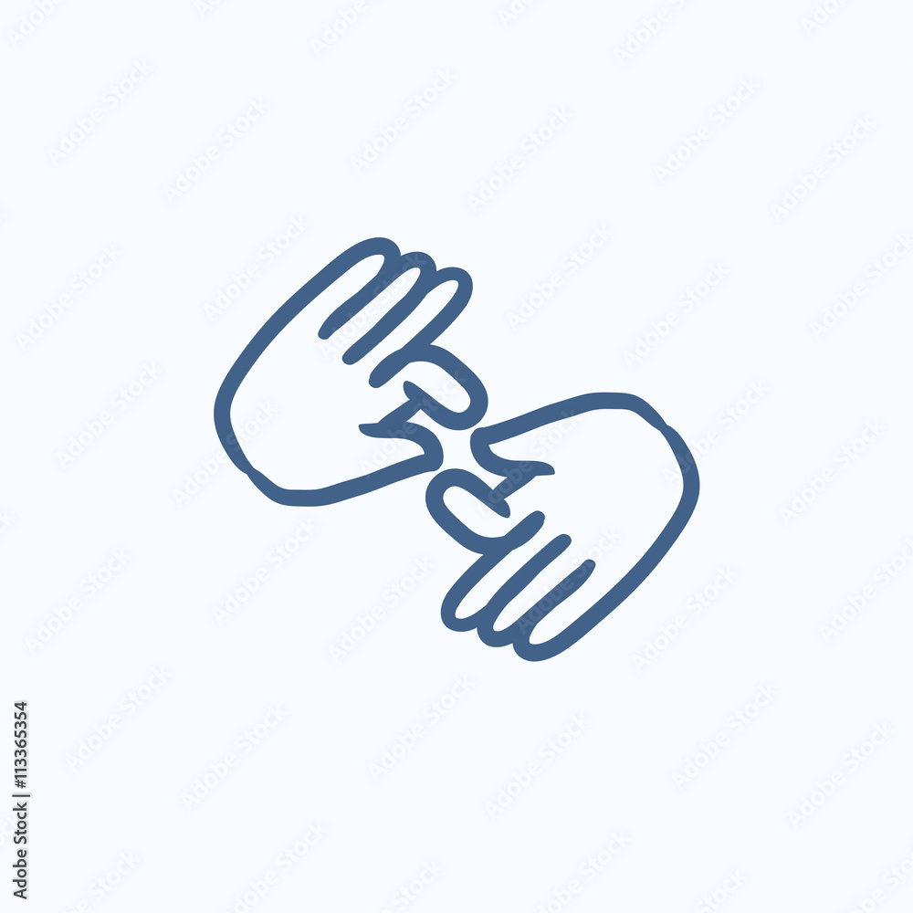 Finger language sketch icon.