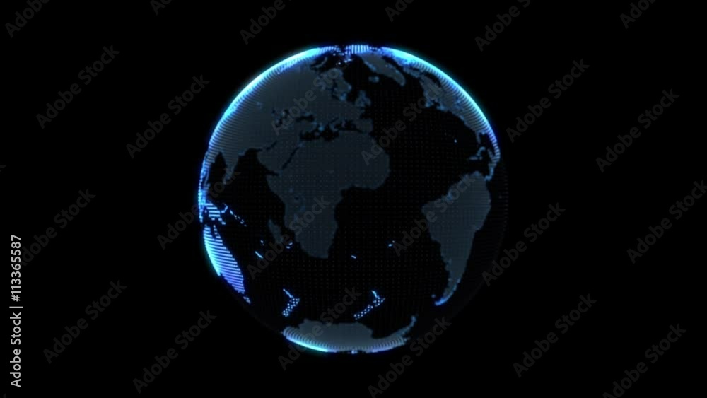 Spinning globe Planet Earth hologram 3d computer generated motion background