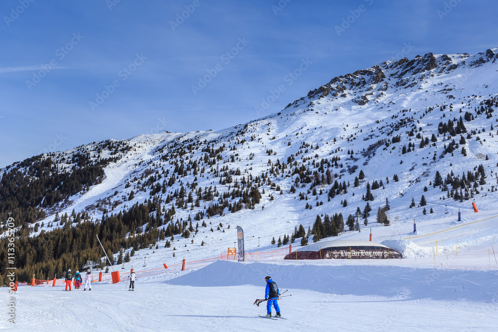 On the slopes of the ski resort of Meribel. France