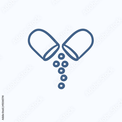 Capsule pill sketch icon.